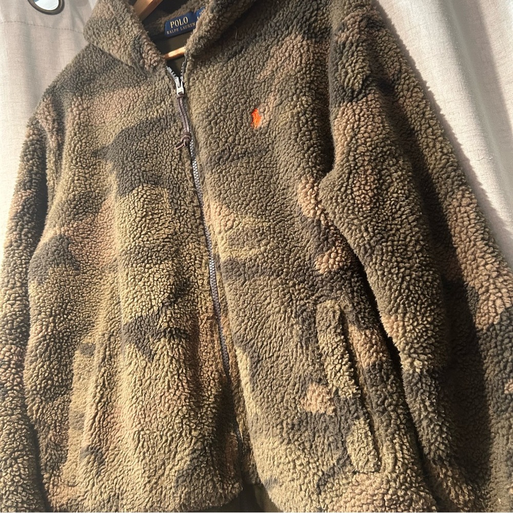 Polo * Ralph Lauren * Green Multi Camo * Sherpa Fleece • Full Zip Jacket Sz-Med